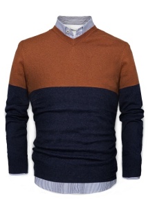 HEbyMango. Two-Tone Cashmere Cotton Blend Sweater. $60